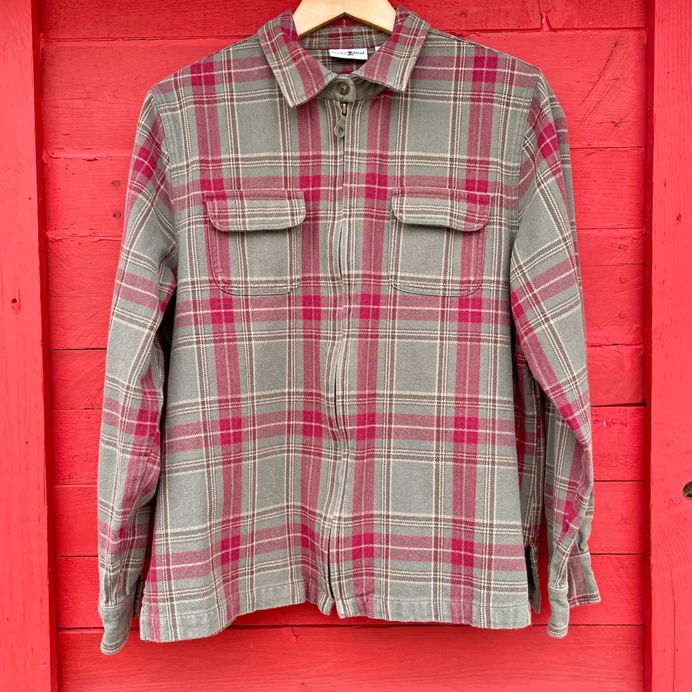Duckhead cotton plaid medium heavy weight zip up flannel jacket